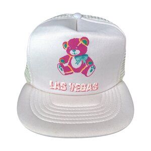 Vintage Las Vegas Teddy Bear Flat Bill Snapback Trucker Hat